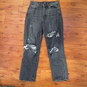 Urban outfitters high waisted dark grey ripped straight leg jeans